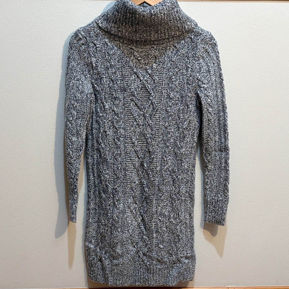 LOFT Gray Cable Knit Cowl Neck Sweater Dress - Picture 6 of 10
